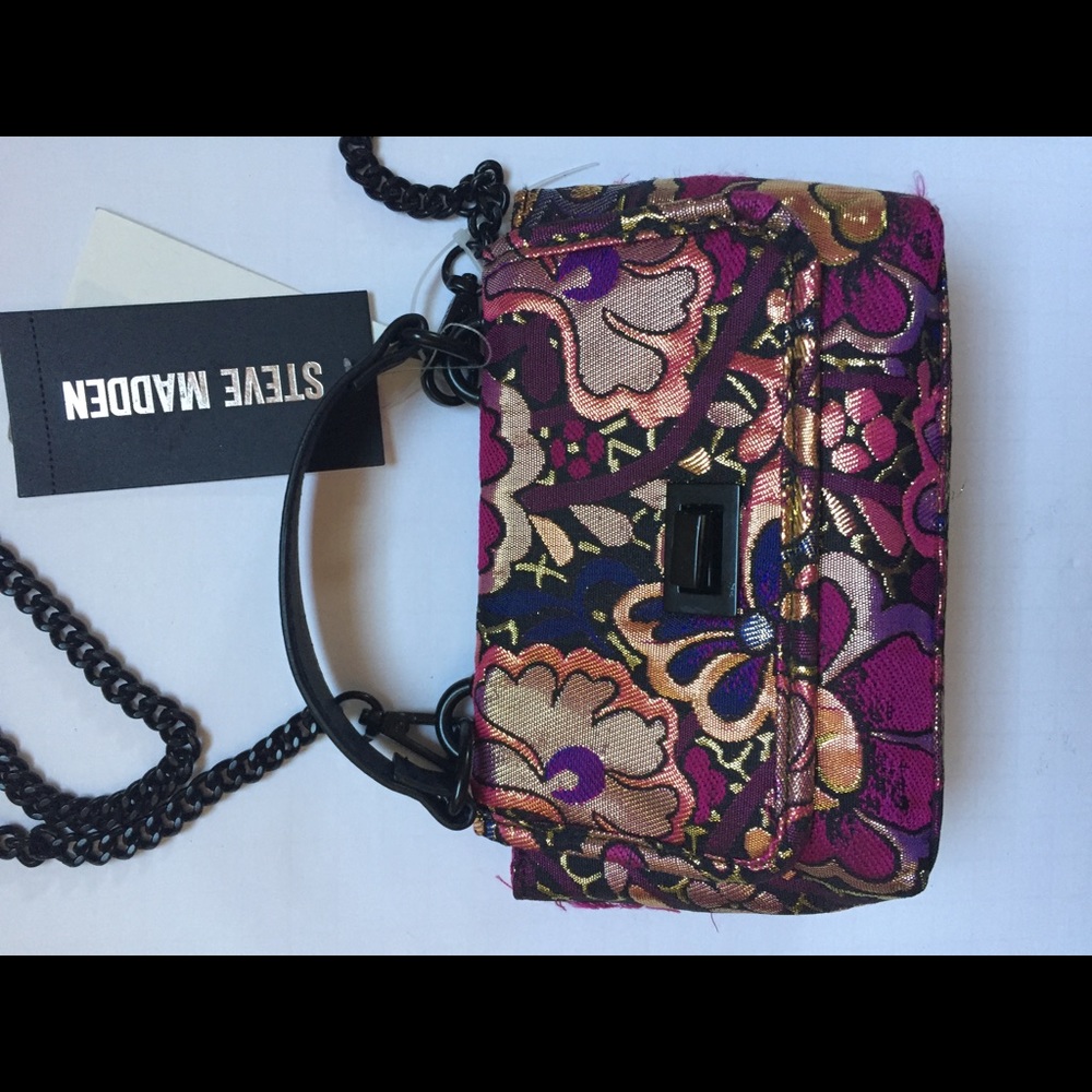 NWT STEVE MADDEN FLORAL BAG W/ detachable strap - Picture 4 of 10